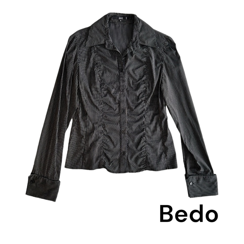 BEDO black with stripes long-sleeves blouse